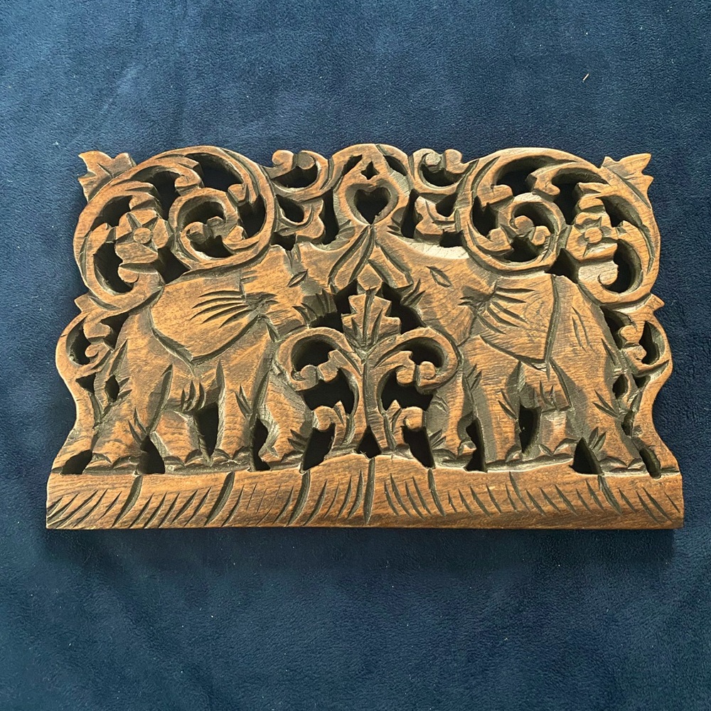 Elephant Plaque Wooden Art